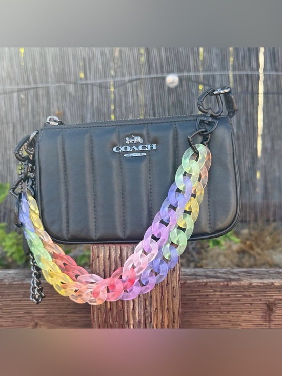 Handmade Handbags - Novelty Strap| Bag Strap| Frosted Matte Rainbow Acrylic| Chain Link| Heart Shape